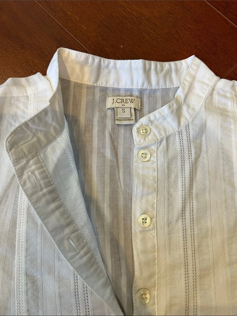 J. Crew White Half Button-Down Popover Shirt - Clean Band Collar